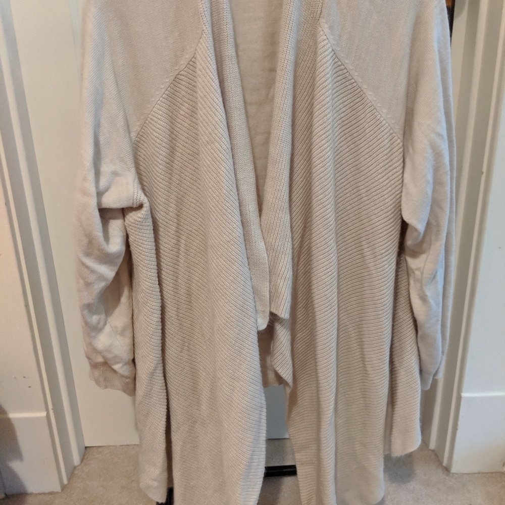 Cream open front sweater